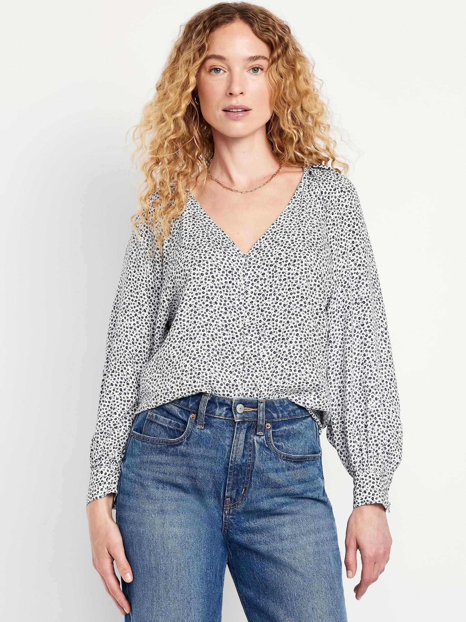 crepe button-down top