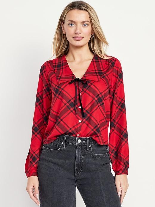 crepe button-down top