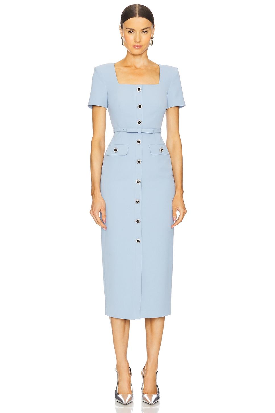 crepe button midi dress