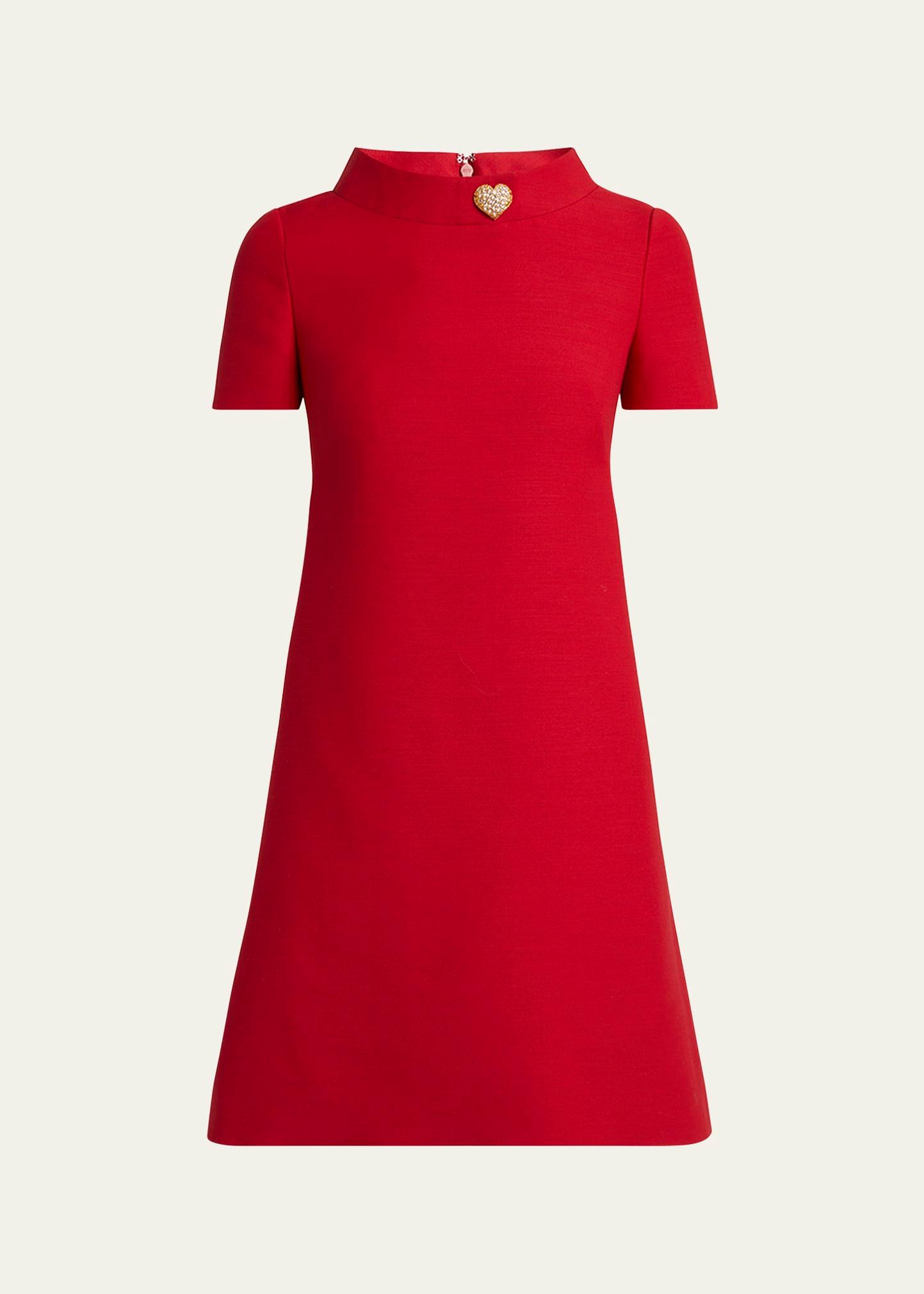 crepe couture crystal heart mini dress