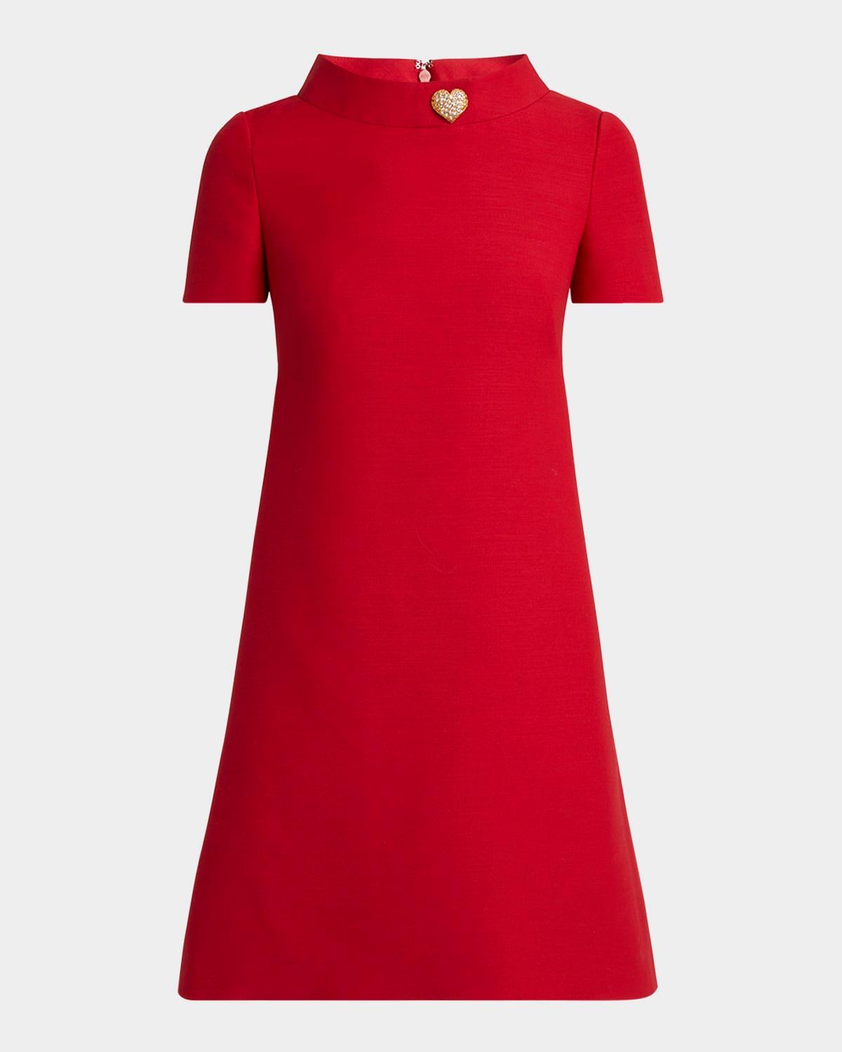 crepe couture crystal heart mini dress