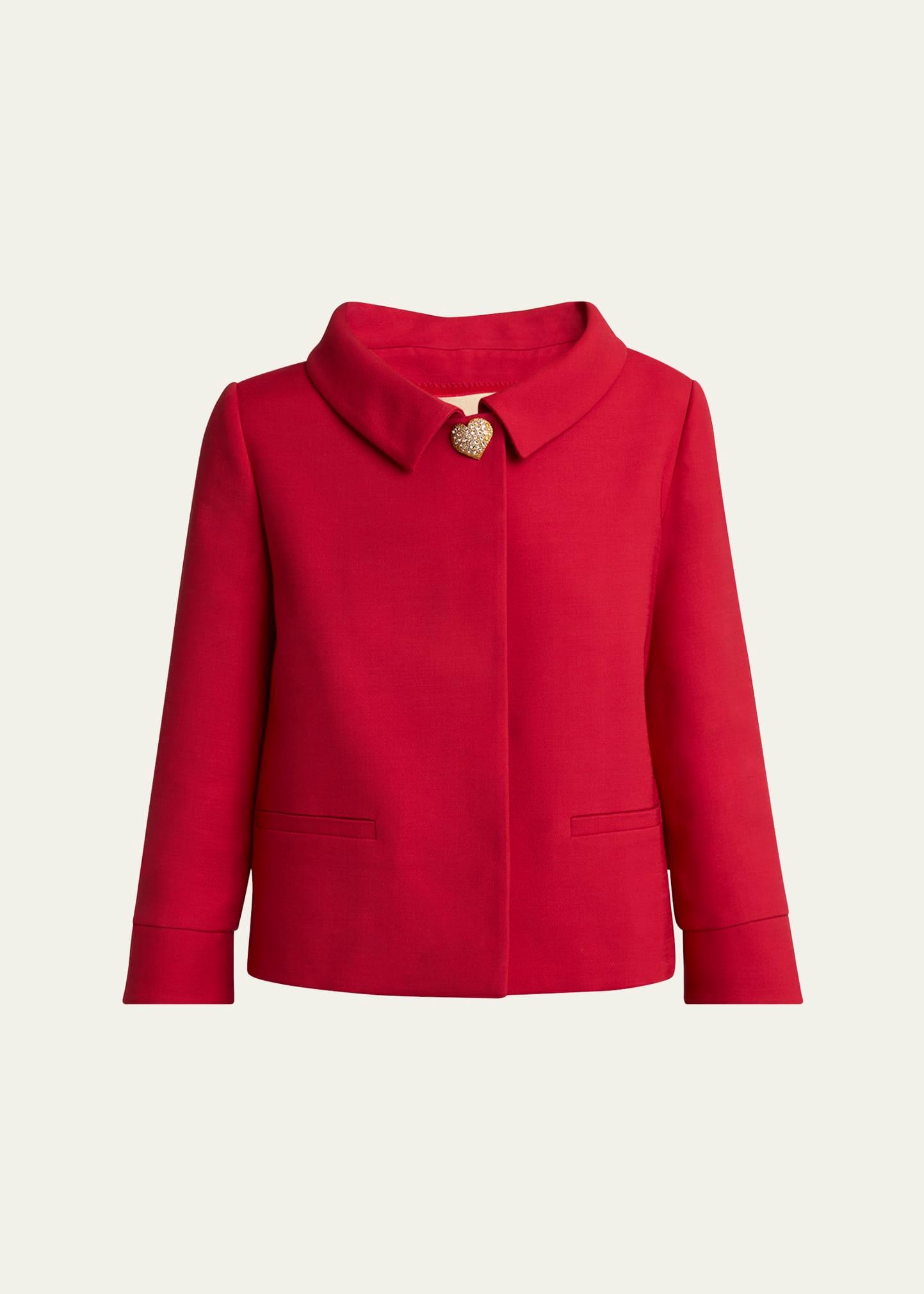 crepe couture heart button jacket