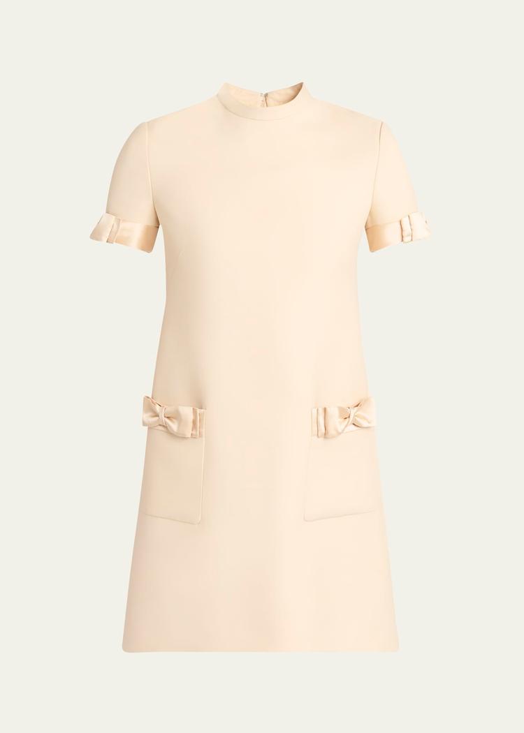 crepe couture mini dress with bows