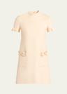 crepe couture mini dress with bows