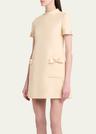crepe couture mini dress with bows