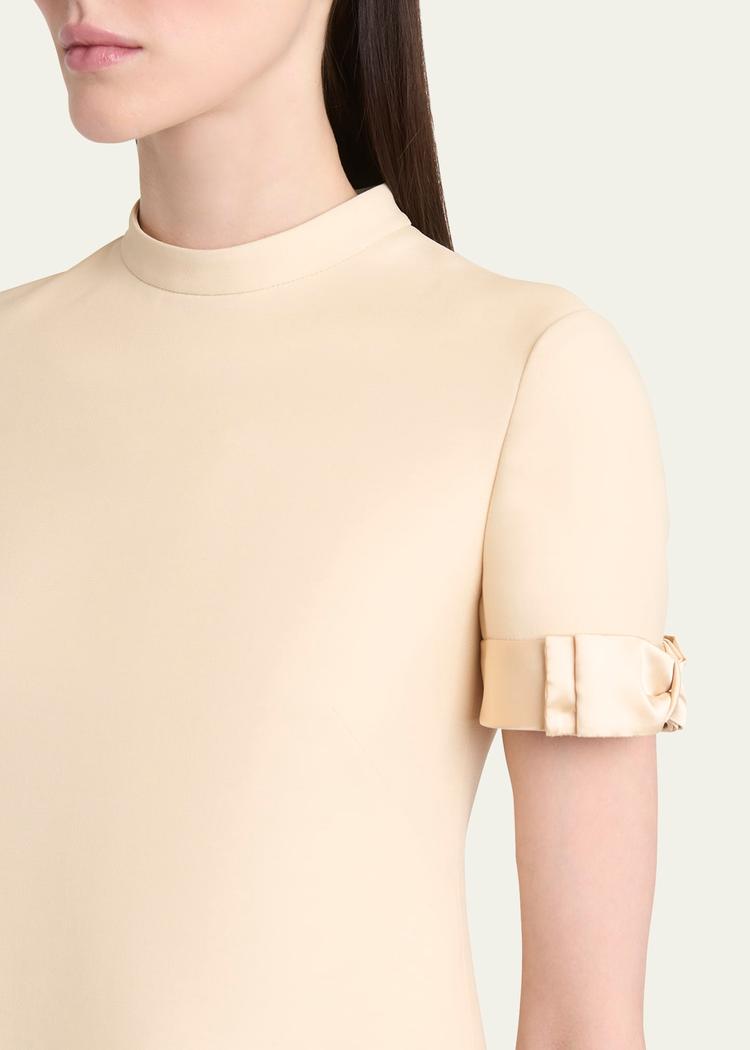 crepe couture mini dress with bows