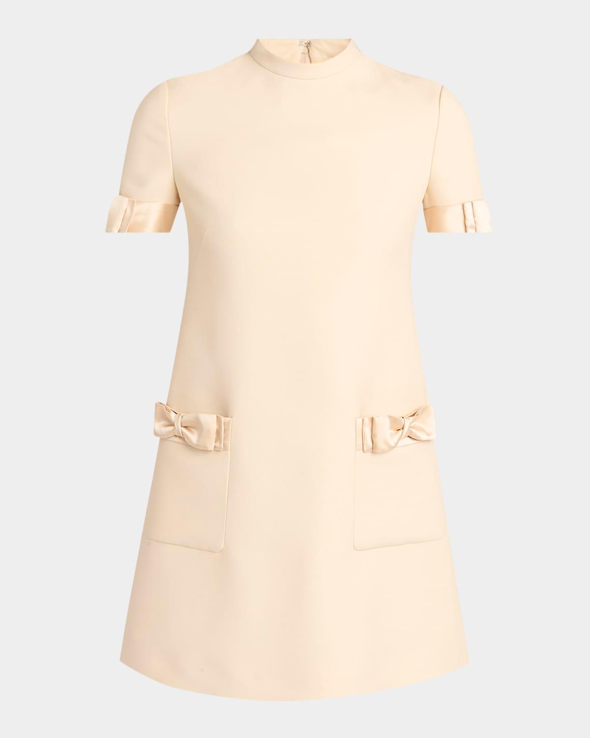 crepe couture mini dress with bows