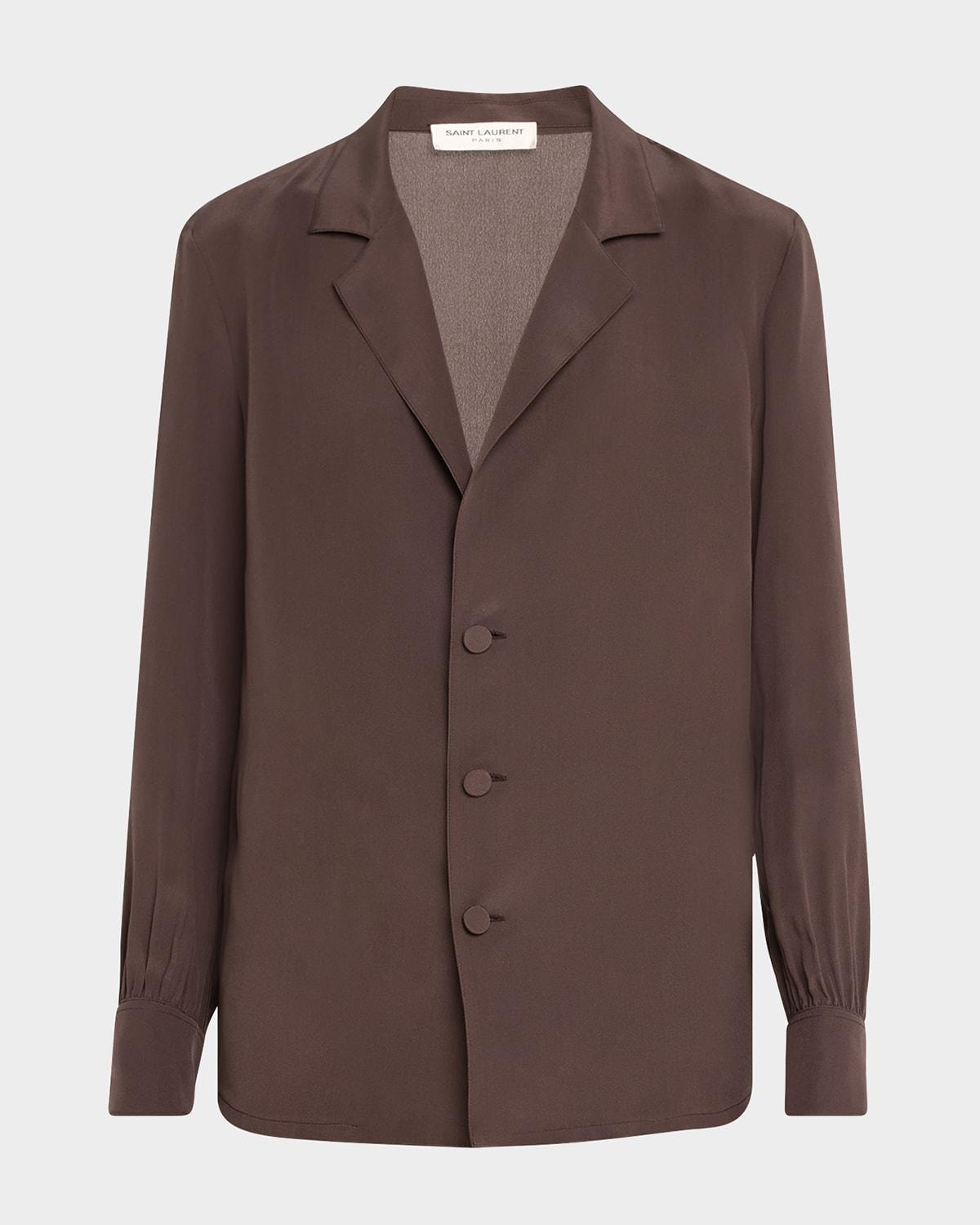 crepe de chine button down pajama shirt