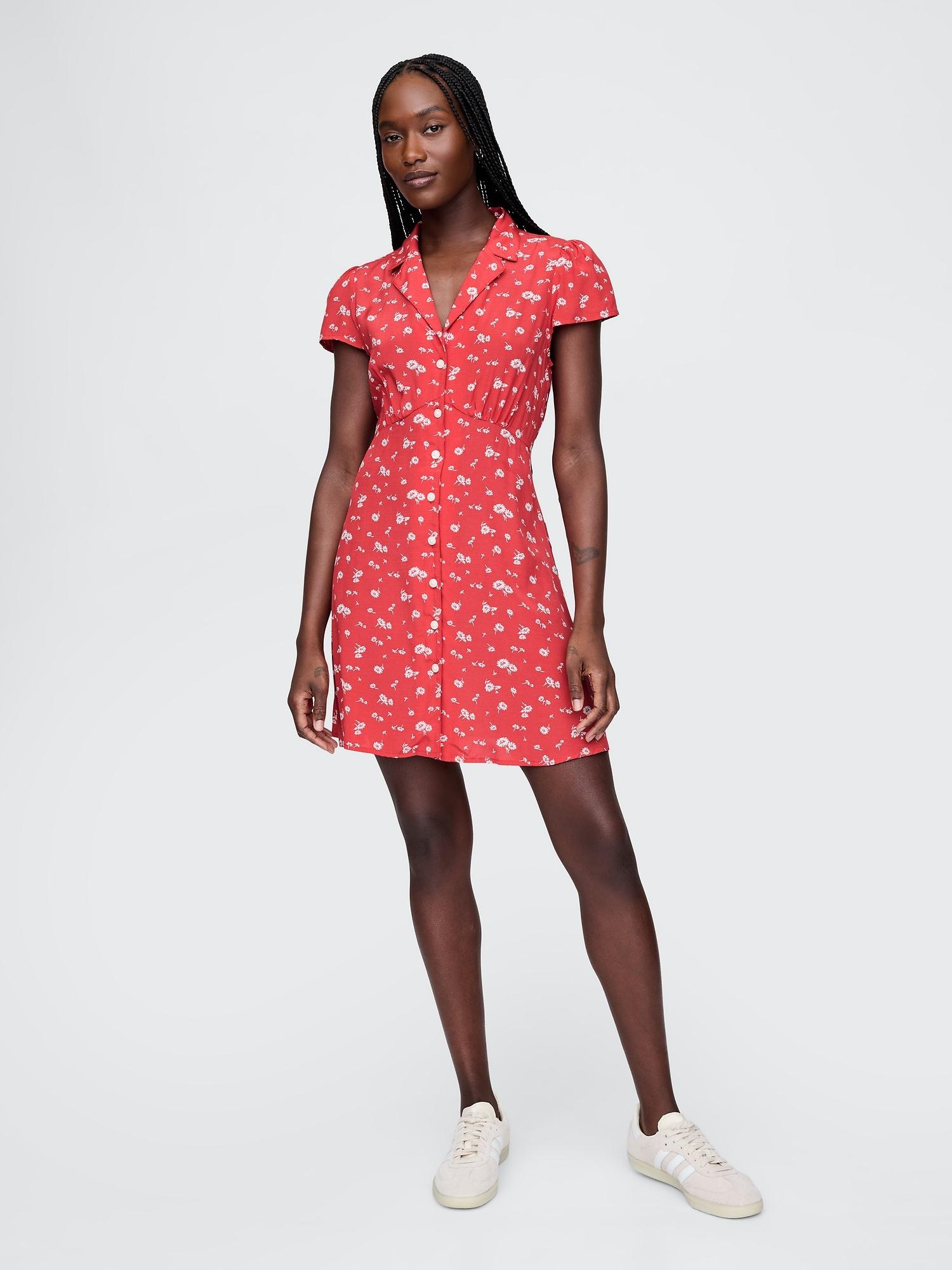 crepe floral mini dress