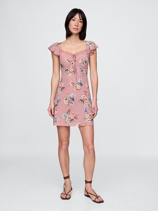 crepe flutter-sleeve mini dress