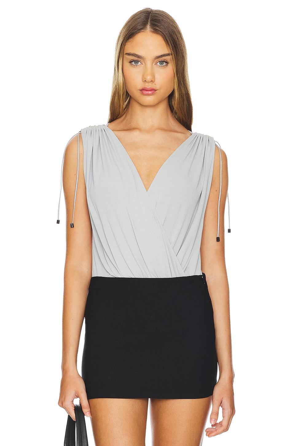 crepe jersey bodysuit in steel