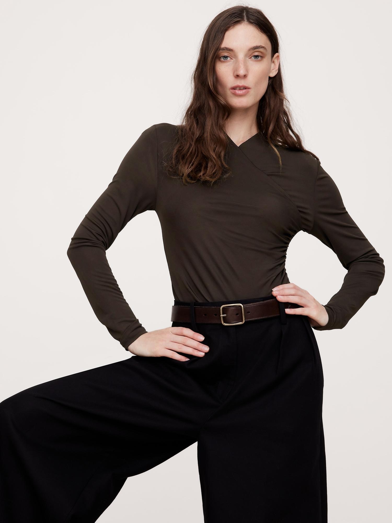 crepe knit ruched bodysuit