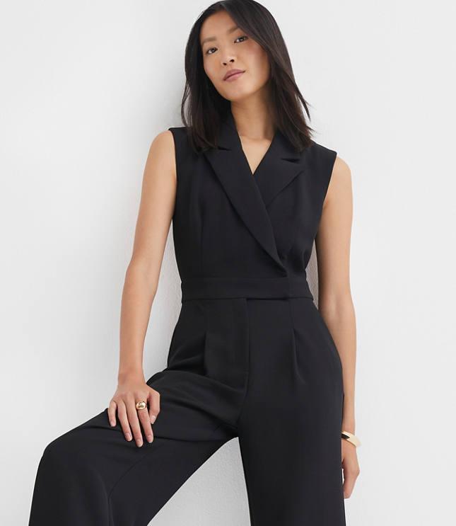 crepe lapel jumpsuit