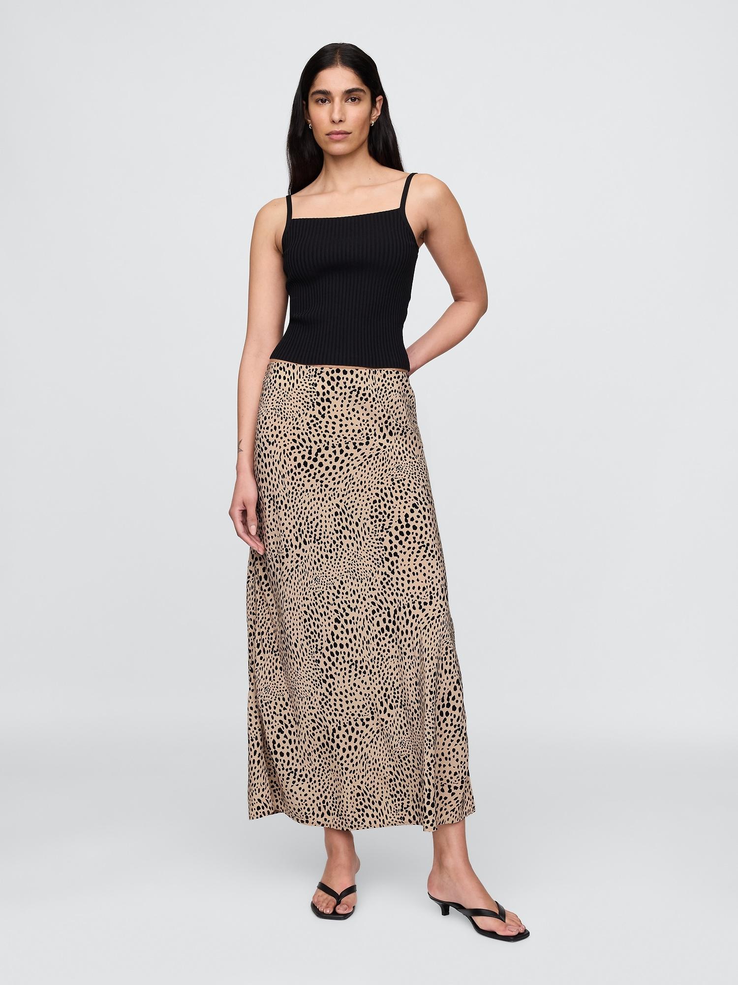 crepe maxi slip skirt