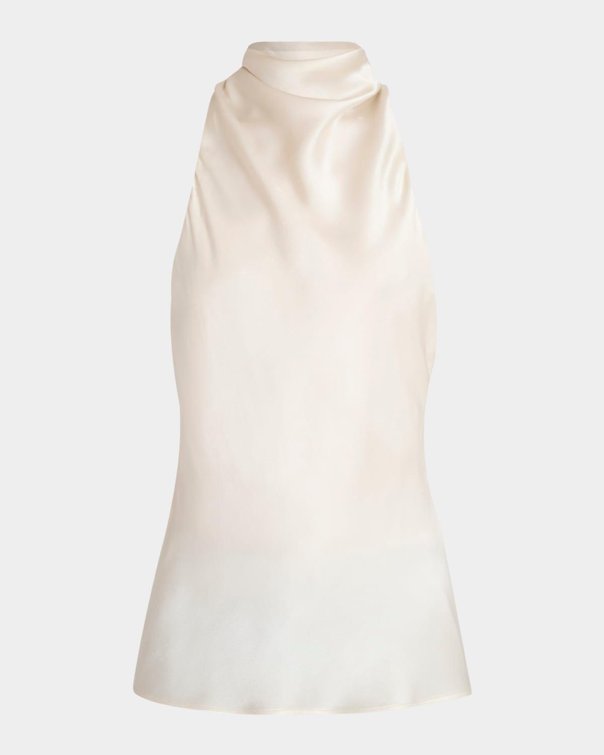 crepe satin halter cowl-neck top