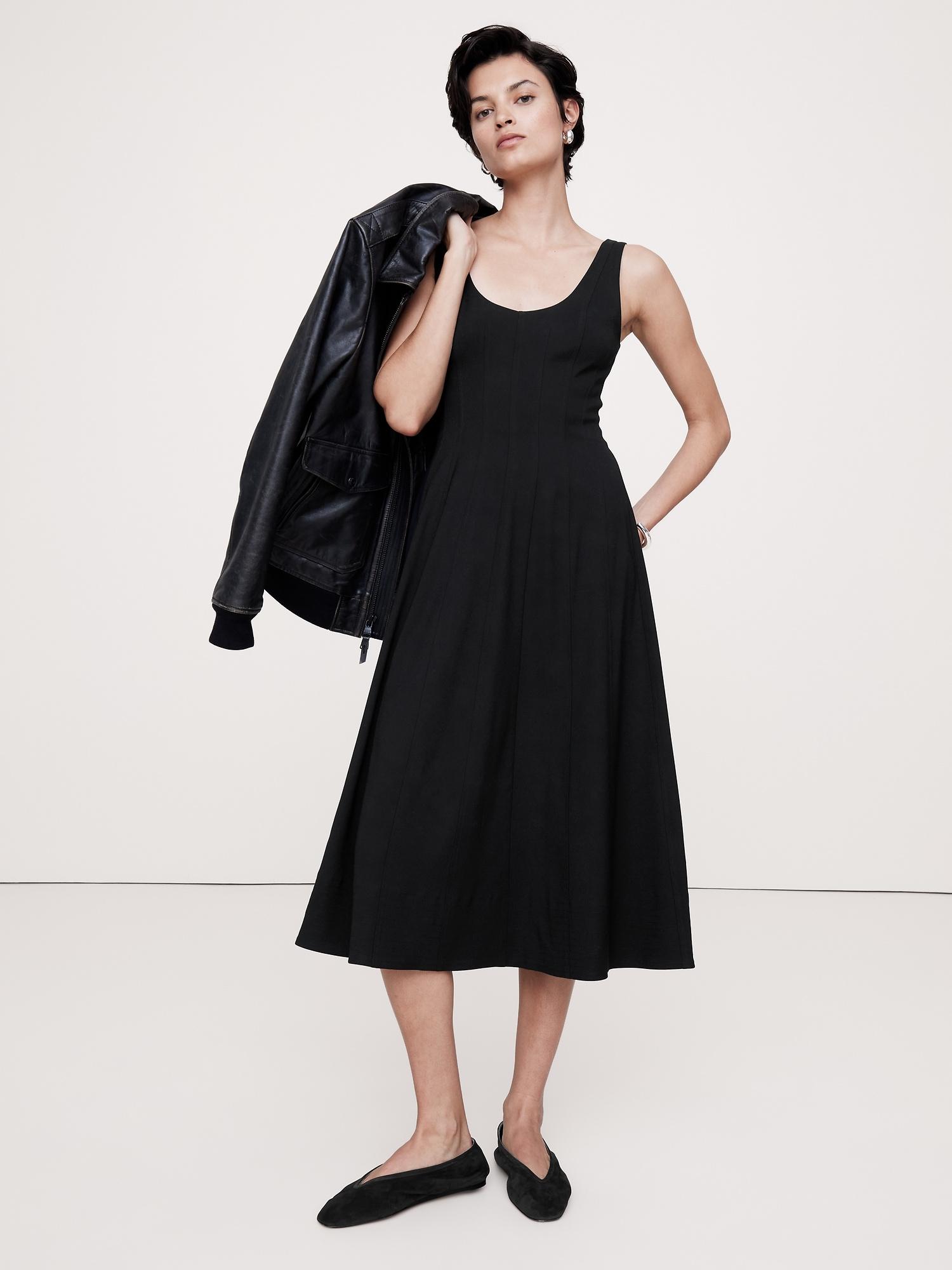 crepe scoop-neck midi dress