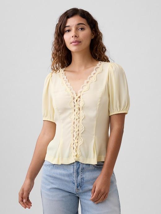 crepe v-neck top