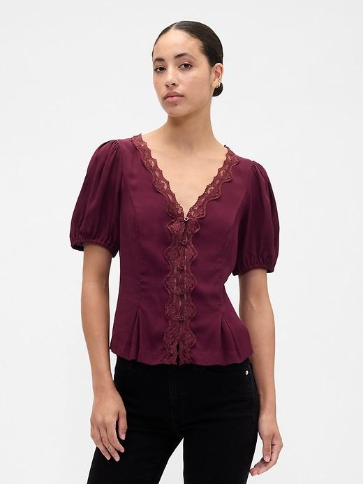 crepe v-neck top