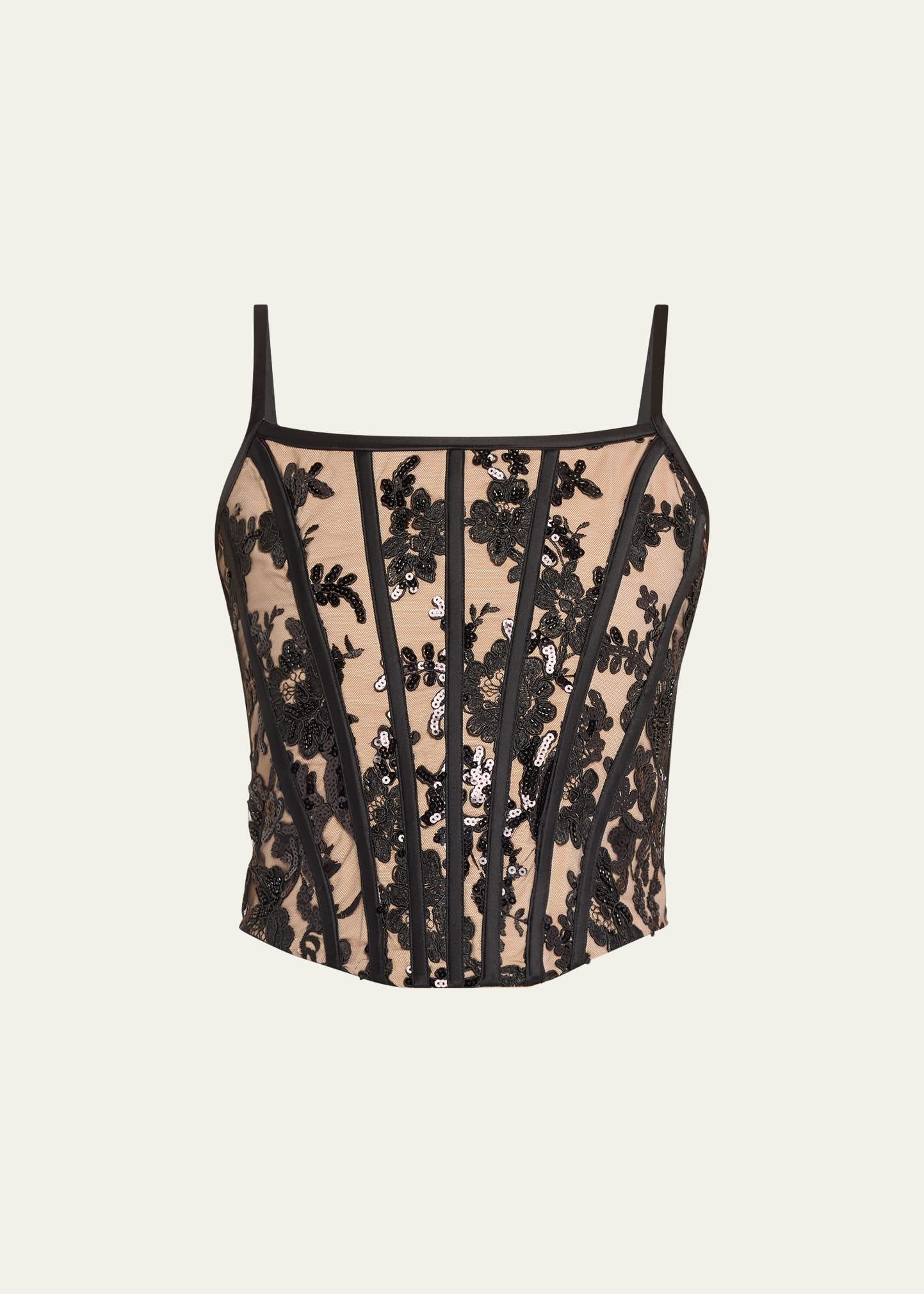 cressida floral sequined corset top