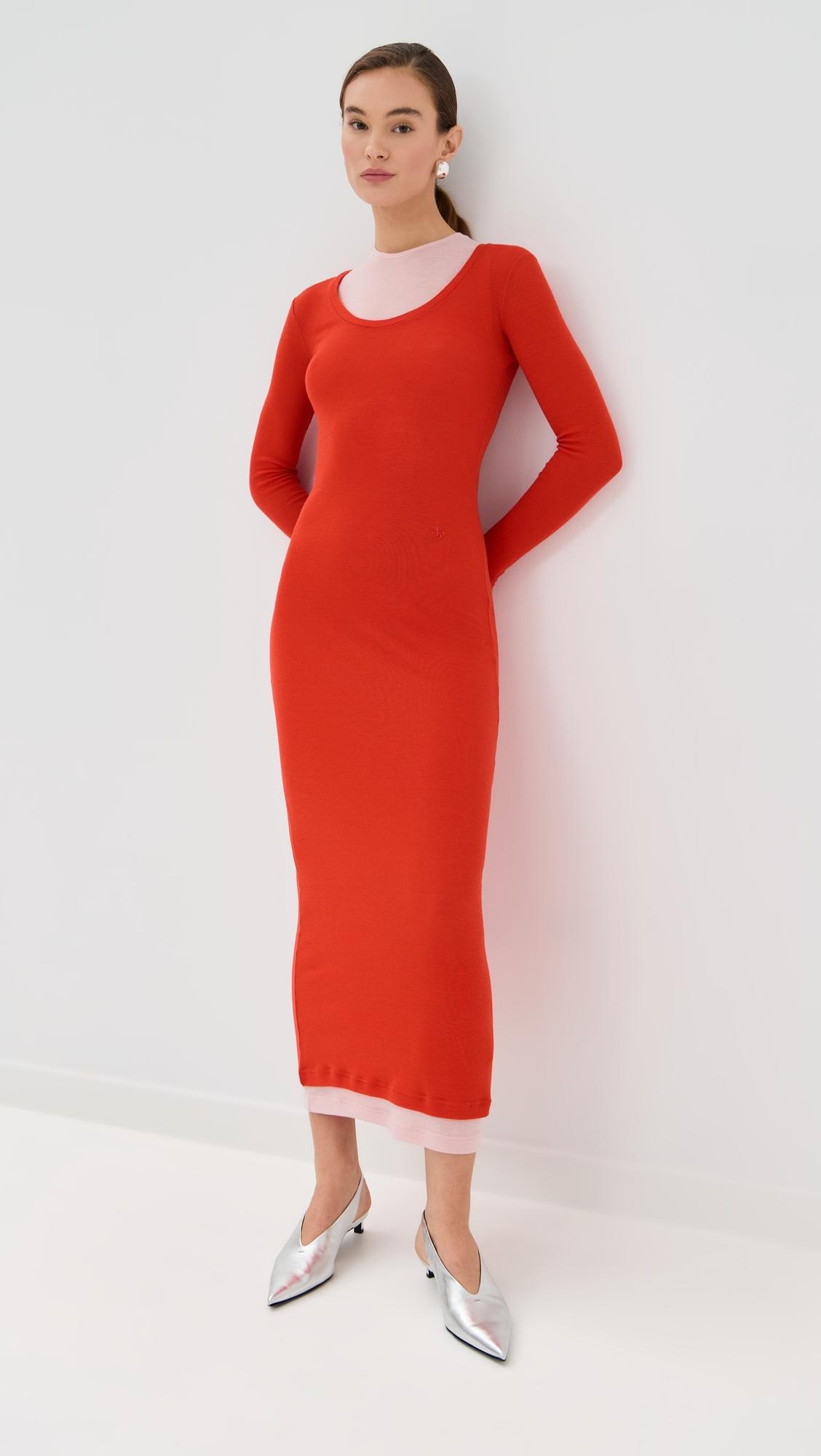 crew neck long sleeve dress