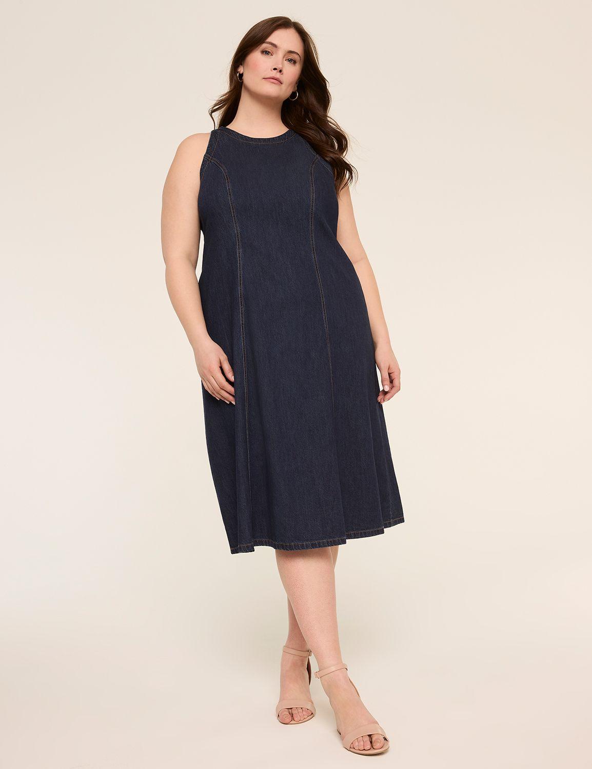 crew-neck midi dress