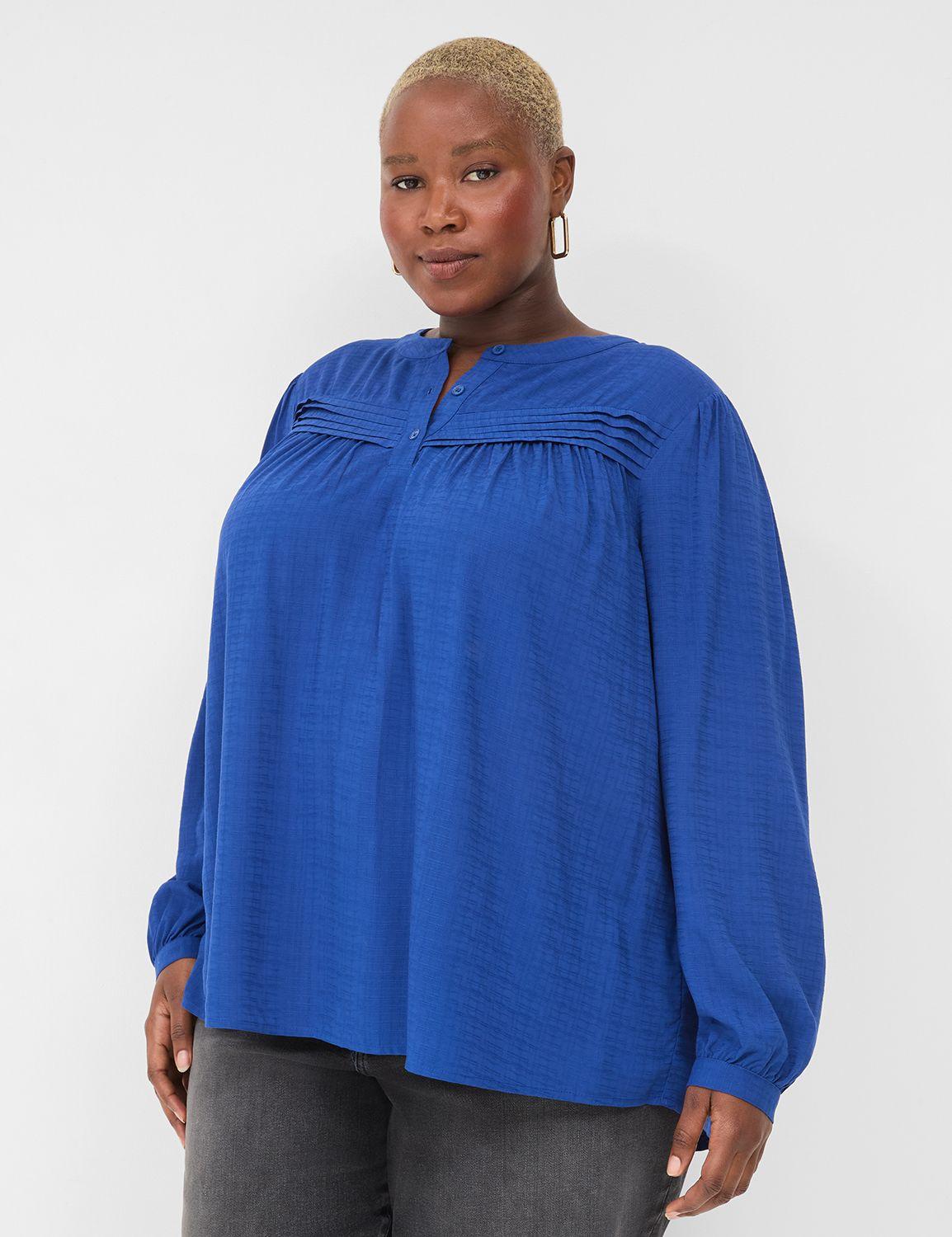 crew-neck pintuck blouse