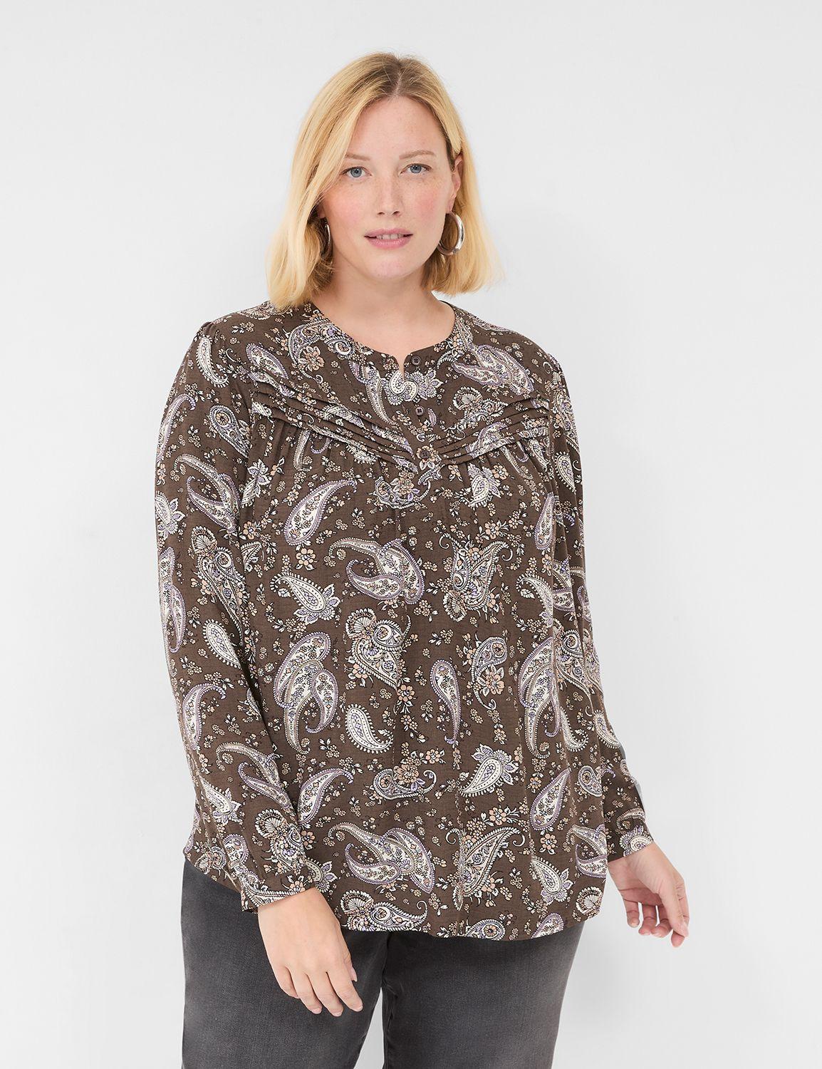 crew-neck pintuck blouse
