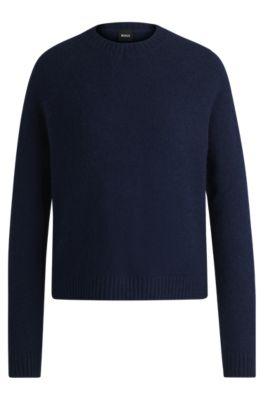 crew-neck sweater in stretch fabric- light blue women's sweaters