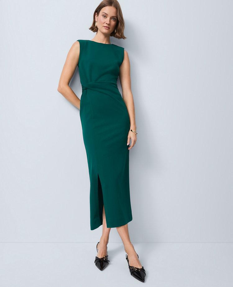crew neck twist sheath dress