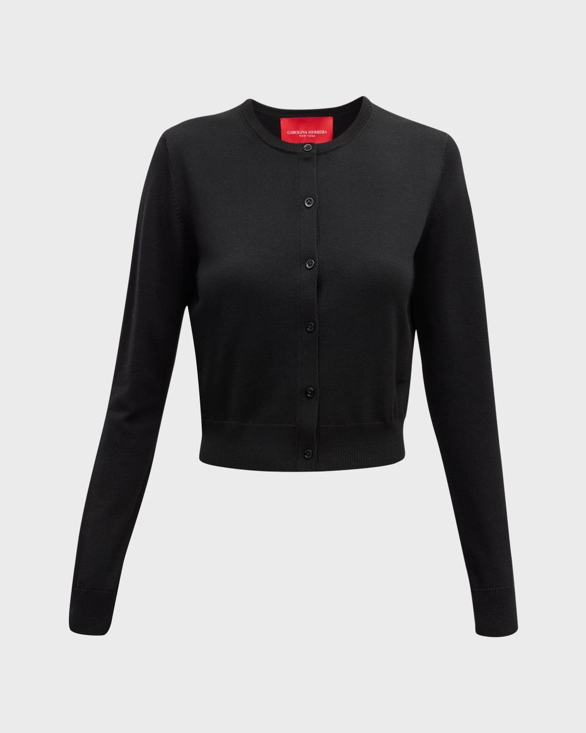 crew-neck wool cardigan