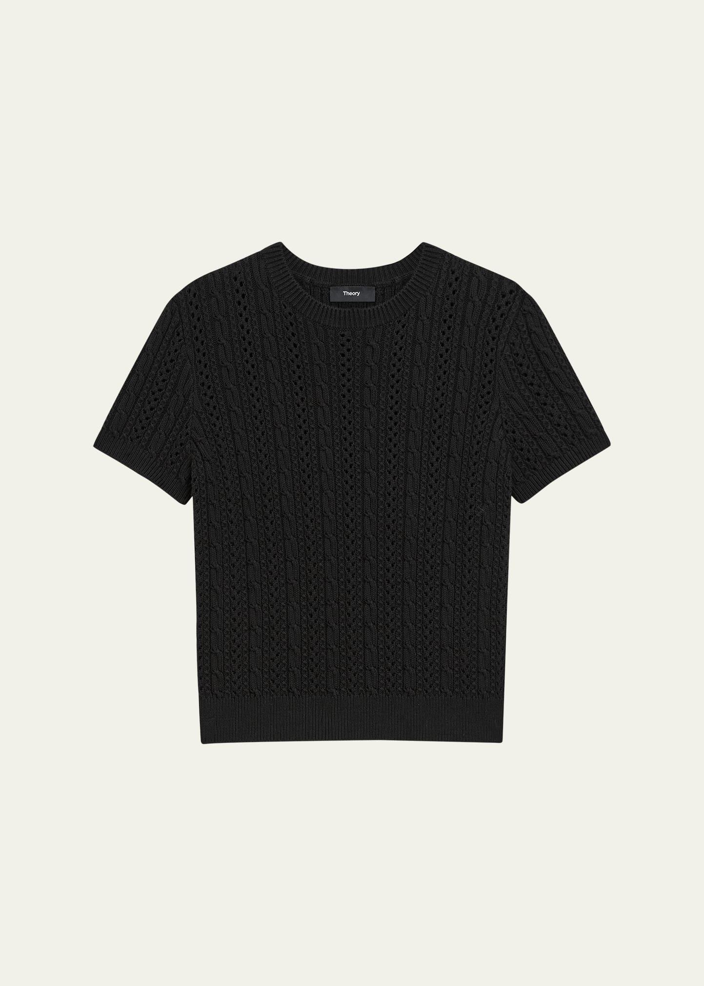 crewneck cable-knit tee