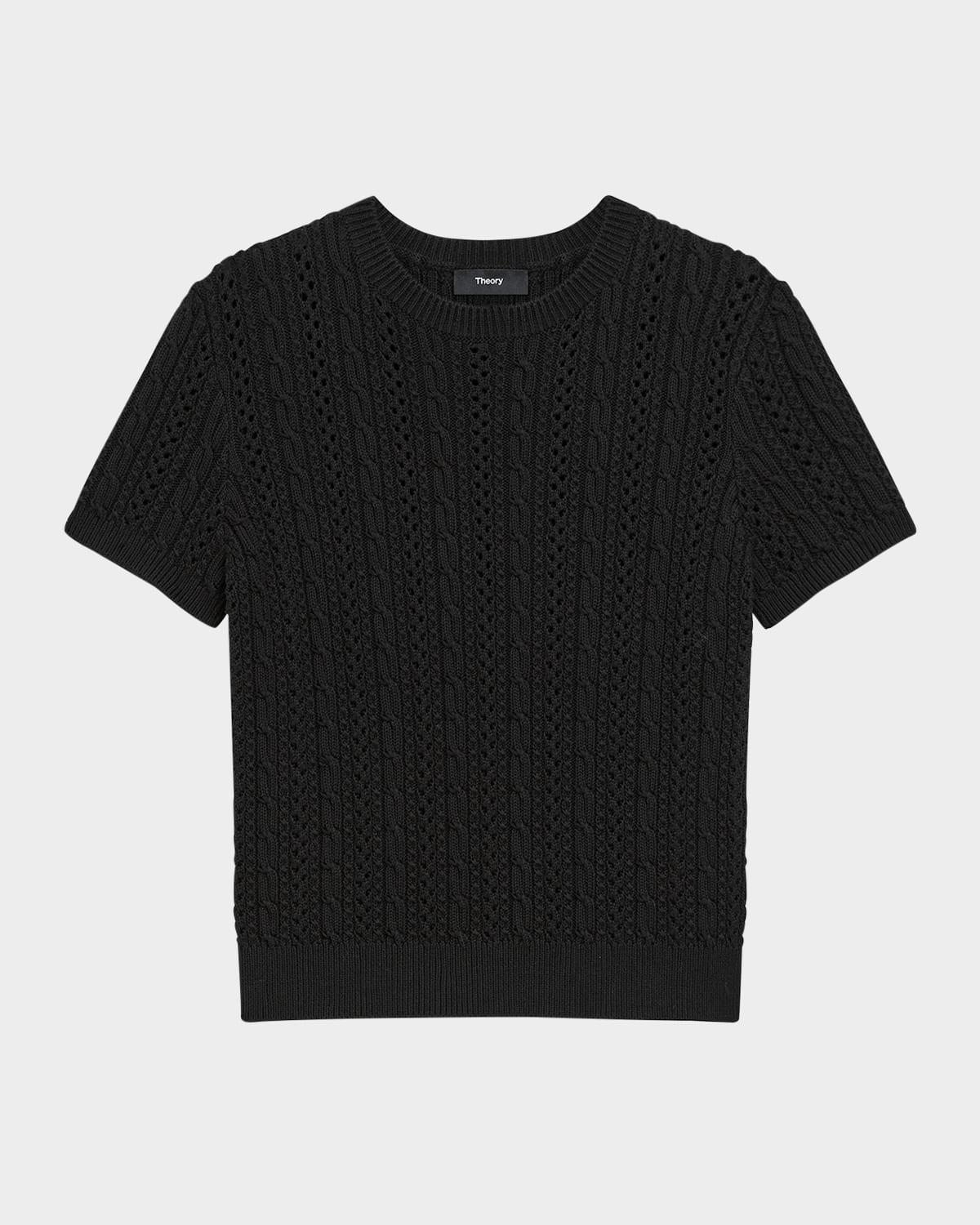 crewneck cable-knit tee