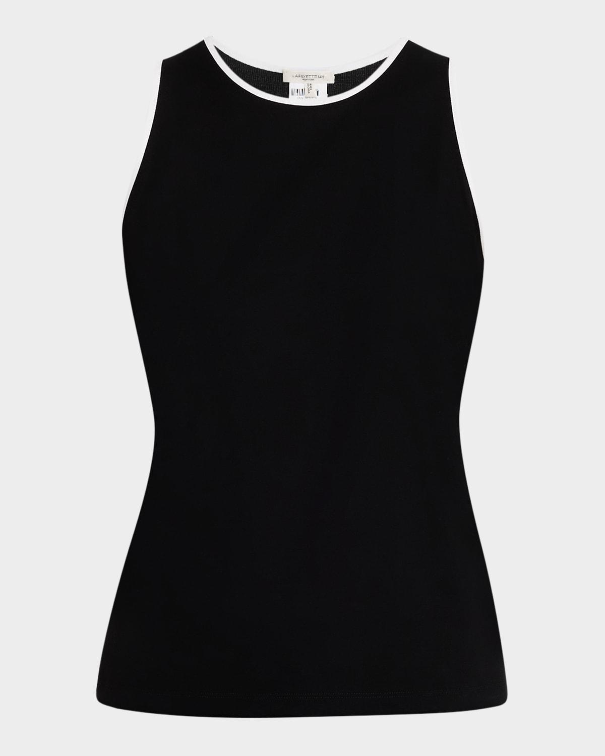 crewneck contrast-trim cotton tank