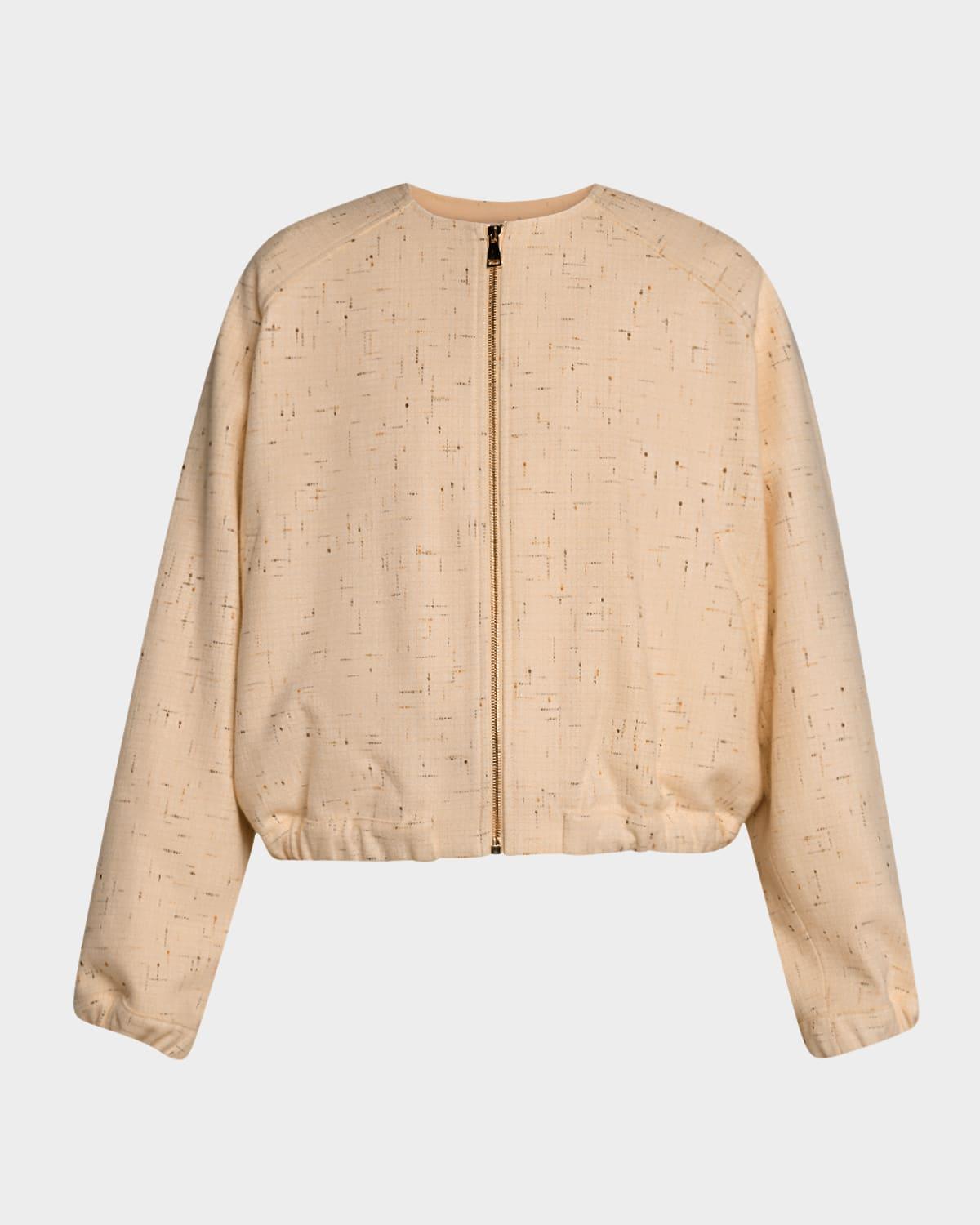 crewneck donegal tweed bomber jacket