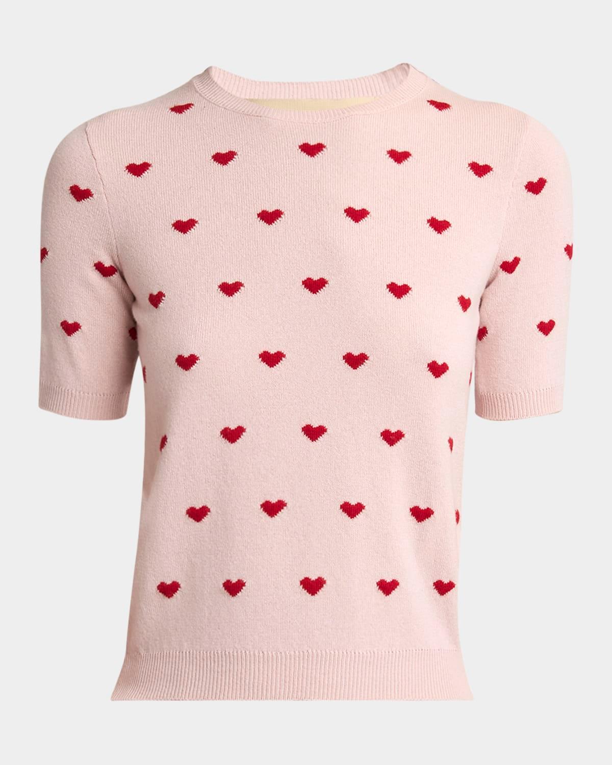 crewneck heart jacquard sweater