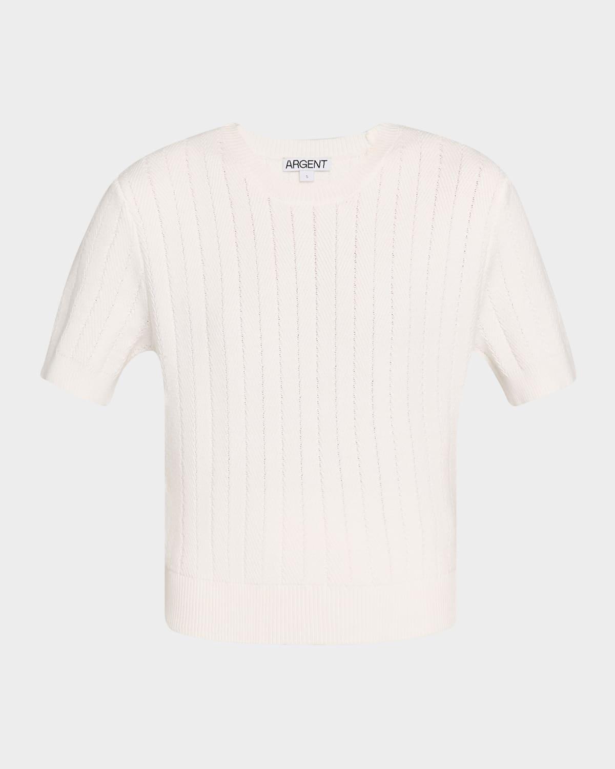 crewneck herringbone striped top