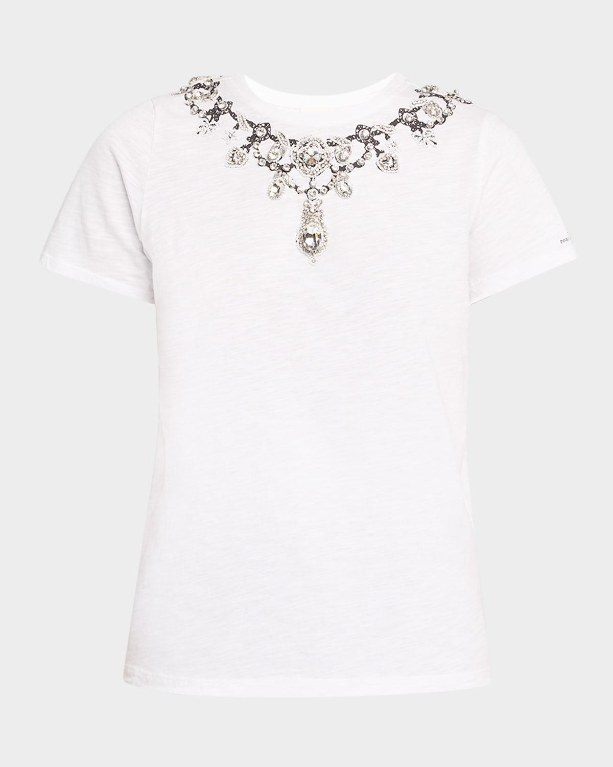 crewneck jewelry appliqué tee