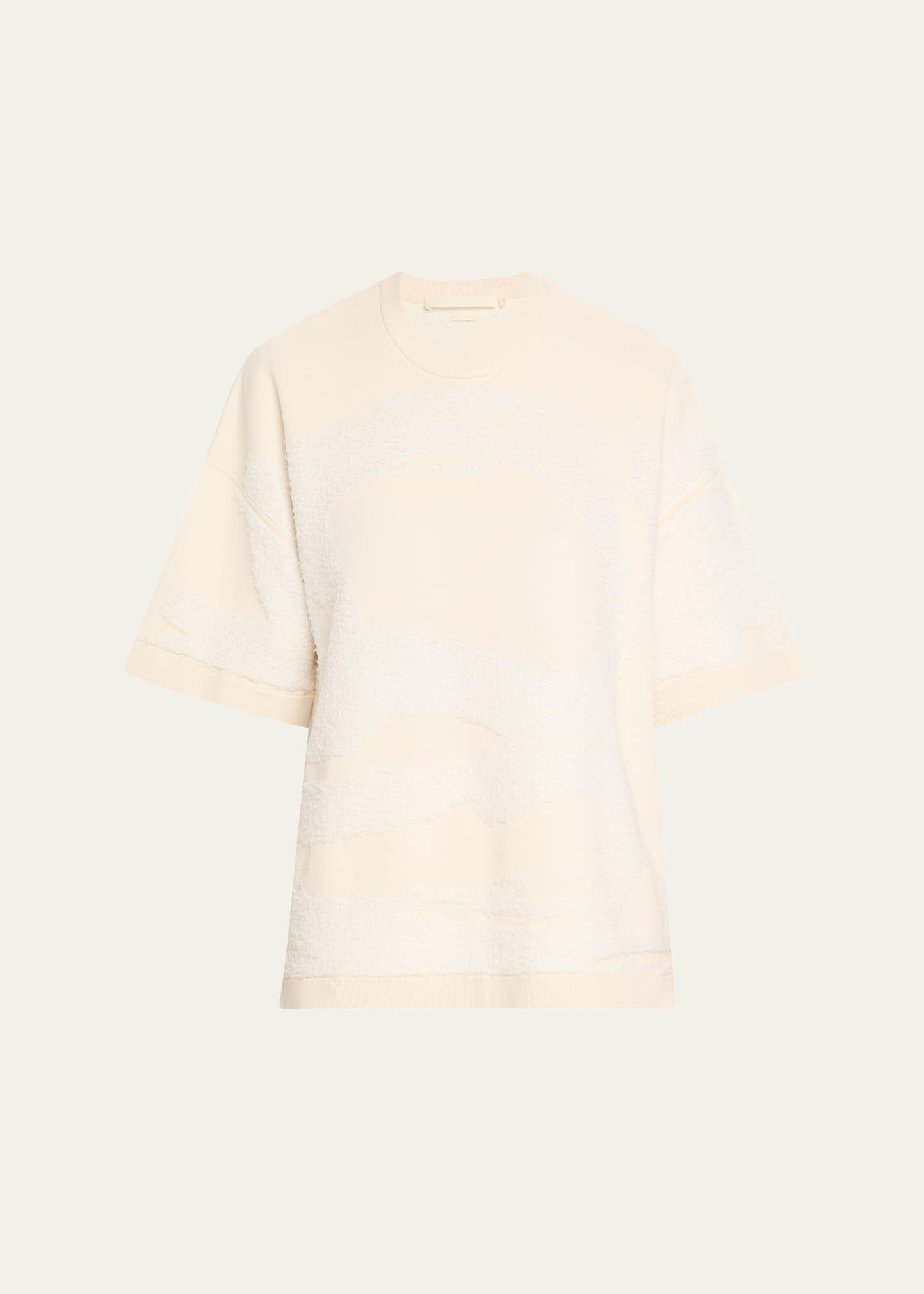 crewneck looped fringe jacquard t-shirt