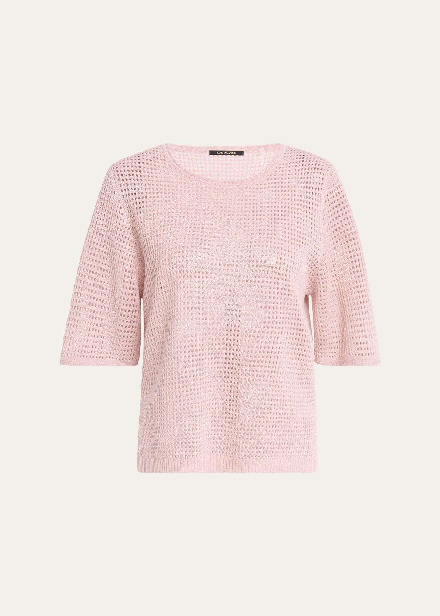 crewneck mesh-knit sweater