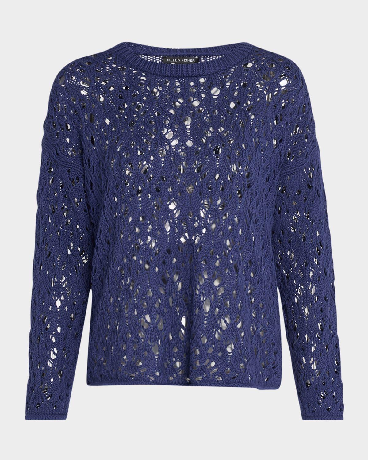 crewneck open-knit organic cotton sweater