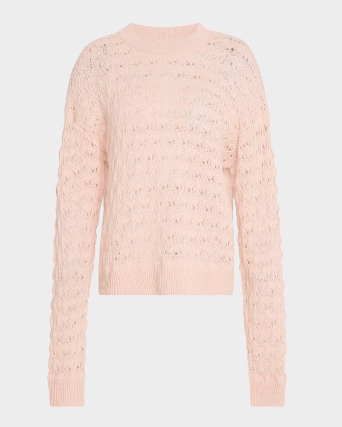 crewneck pointelle-knit cashmere sweater