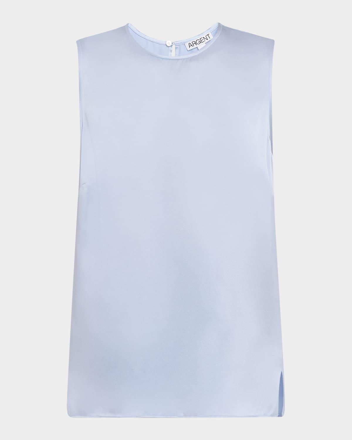 crewneck shiny silk charmeuse tank