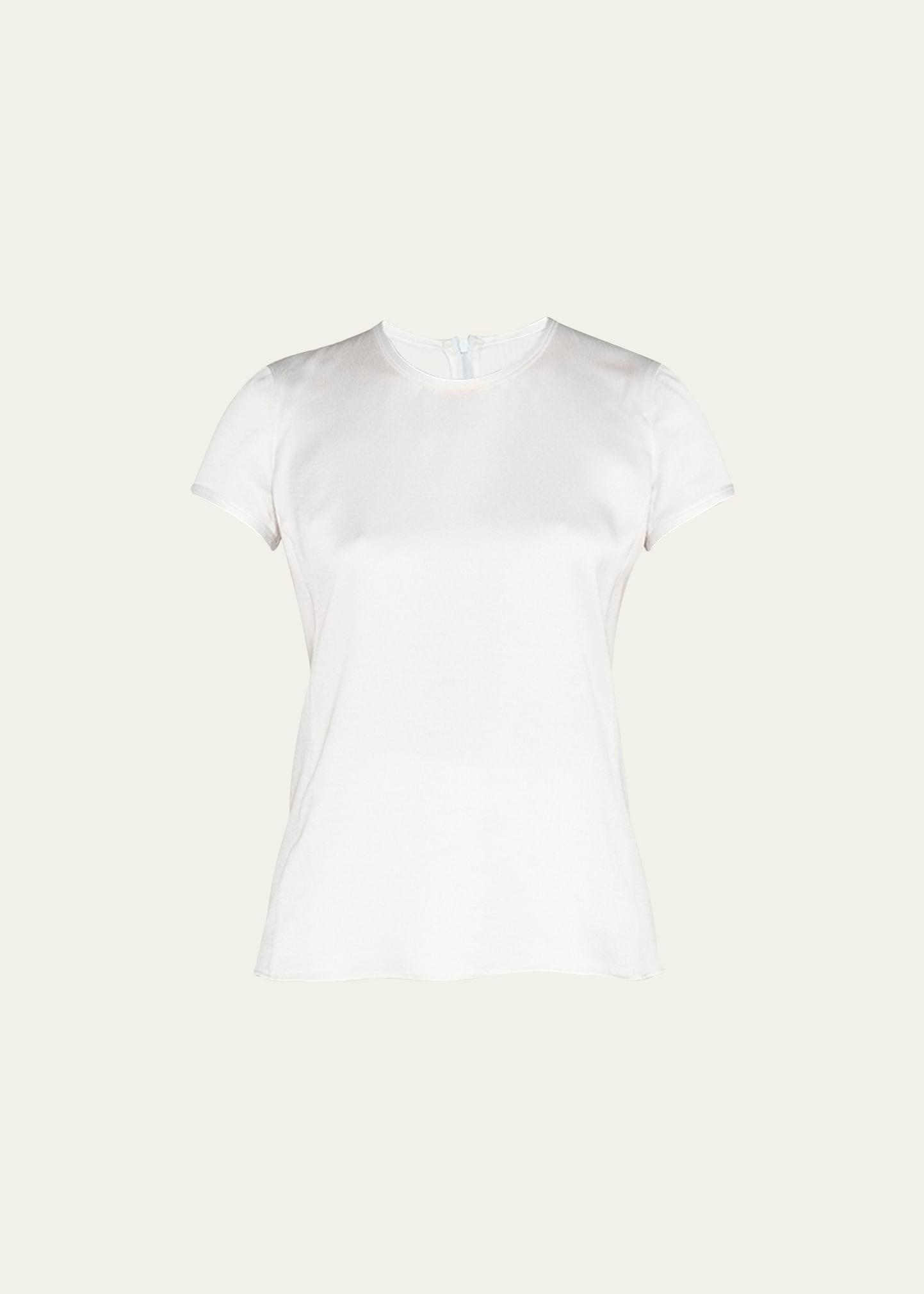 crewneck short-sleeve silk t-shirt