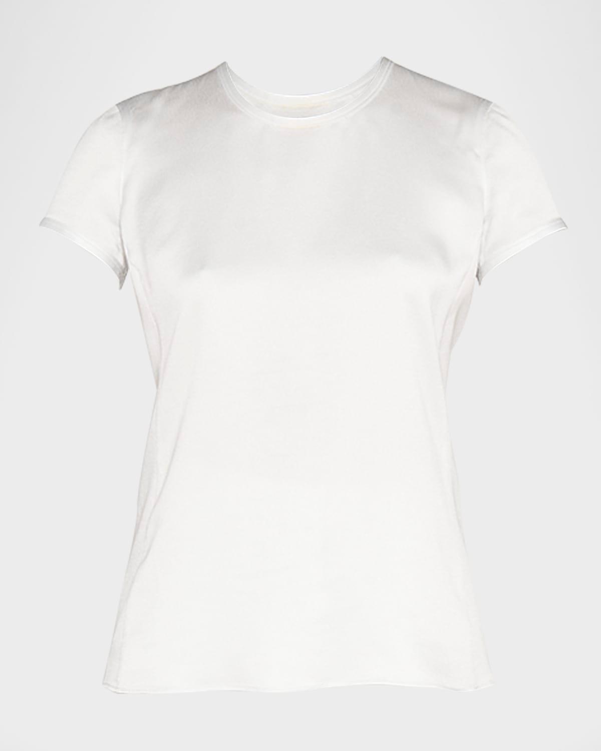 crewneck short-sleeve silk t-shirt