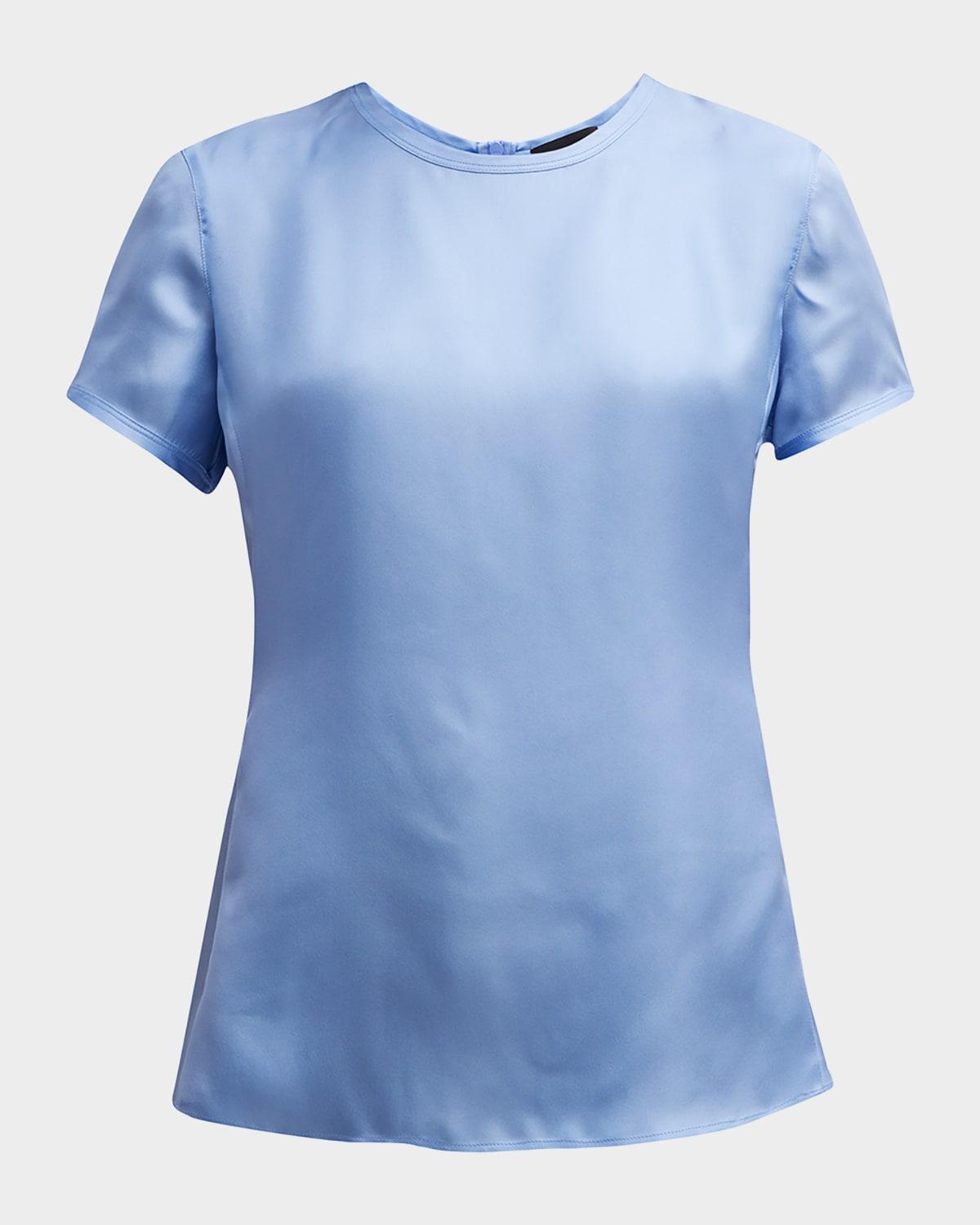 crewneck short-sleeve silk t-shirt