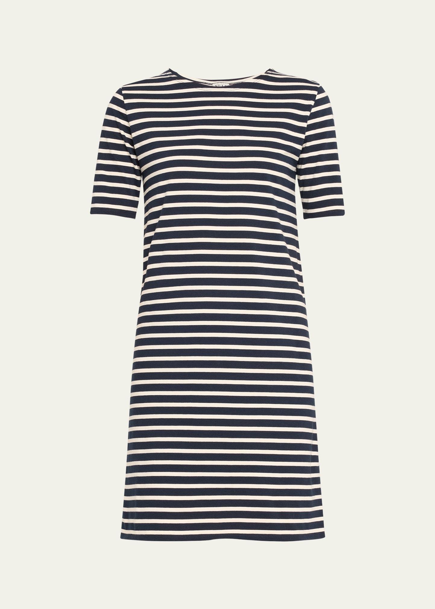 crewneck short-sleeve striped tee dress