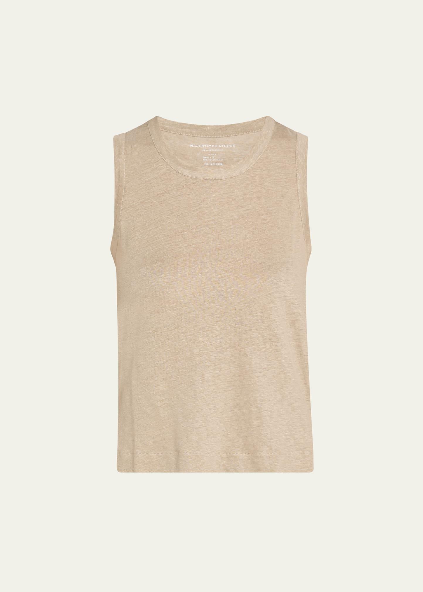crewneck stretch linen tank