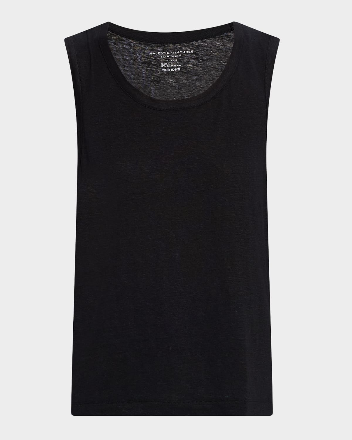 crewneck stretch linen tank