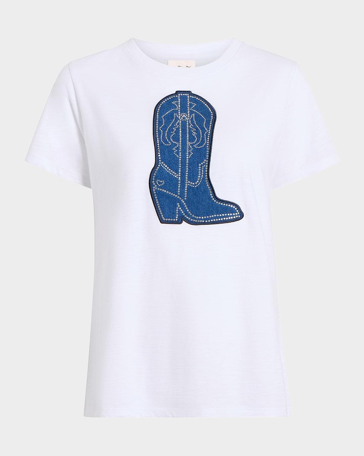 crewneck studded denim boot tee