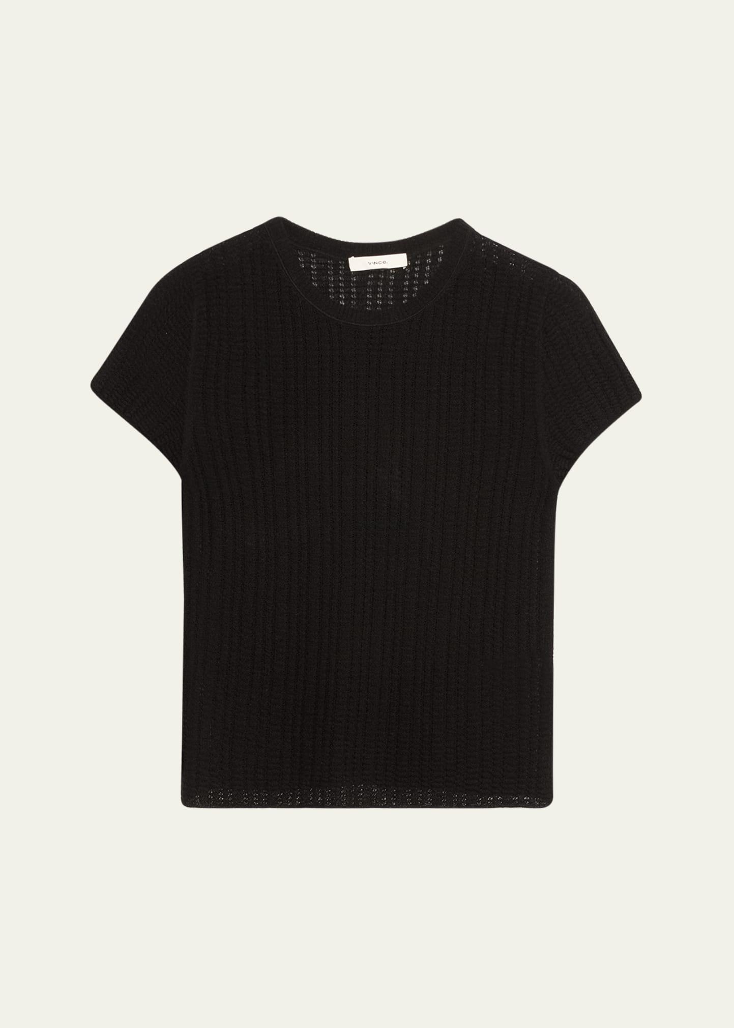 crewneck waffle-knit top